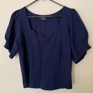 MAEVE navy crop blouse polka dot L